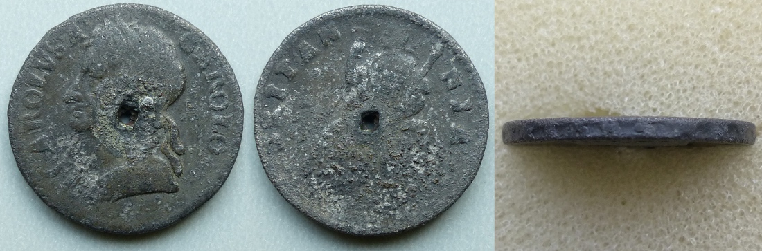 Charles II 1685 tin farthing Charles II 1685 tin farthing